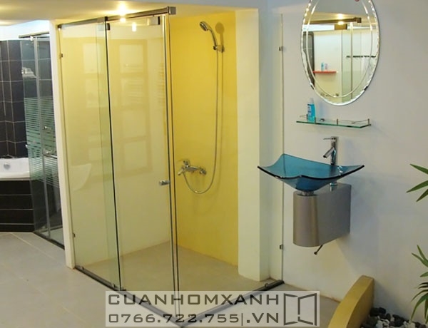 Phòng tắm kính mở trượt - Cửa Nhôm Xanh - Công Ty TNHH SX TM Cửa Nhôm Xanh